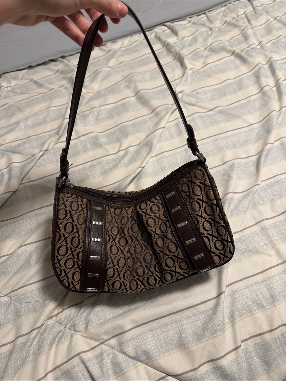 Y2K Brown Baguette Bag XOXO